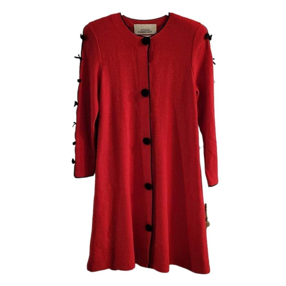 Steve Fabrikant Vintage Wool Long Sleeve Red Dress